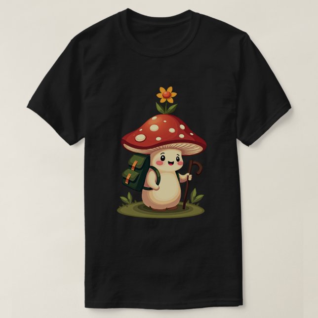 Camiseta Cogumelo em Caminhada (Frente do Design)