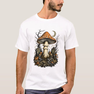 Camiseta Cogumelo Encantado de Halloween Floresta Gótica Vi
