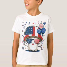 Camiseta Cogumelo engraçado do dia 4 de julho Bandeira amer