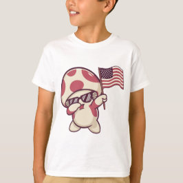Camiseta Cogumelo engraçado do dia 4 de julho Bandeira patr