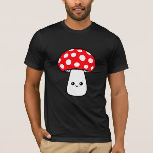 Camiseta Cogumelo Feliz Fofo Rosto Sorridente Kawaii Alegre