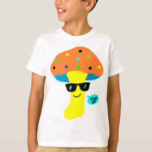 Camiseta cogumelo fofo mais legal com óculos
