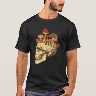 Camiseta Cogumelo Mágico Psilocibina Crânio Face Hippi