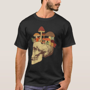 Camiseta Cogumelo Mágico Psilocibina Crânio Face Hippi