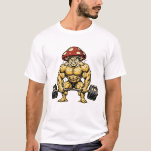 Camiseta Cogumelo Muscular Engraçado - Academia de Musculaç