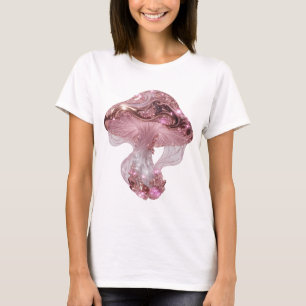 Camiseta Cogumelo Rosa BRILHANTE Prata Vibrante