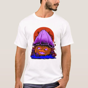 Camiseta cogumelo zumbi assustador festa retrô de Halloween