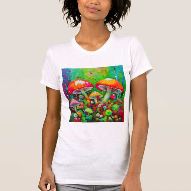 Camiseta Cogumelos Abstrato de Aquarela (Frente)