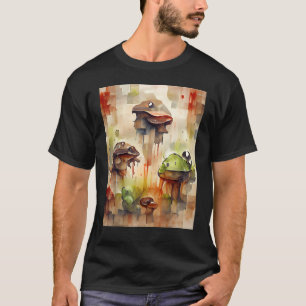 Camiseta Cogumelos abstrato Pastel com Olhos Pixel Imitati