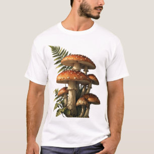 Camiseta Cogumelos Amanita Vermelhos com Samambaia Botânica
