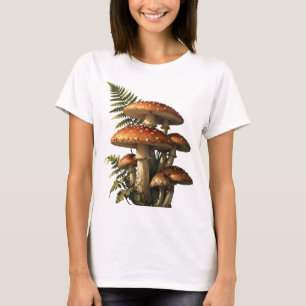 Camiseta Cogumelos Amanita Vermelhos com Samambaia Botânica