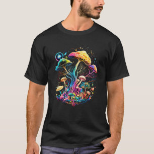 Camiseta Cogumelos árvore galáxia universo cosmos fungos co
