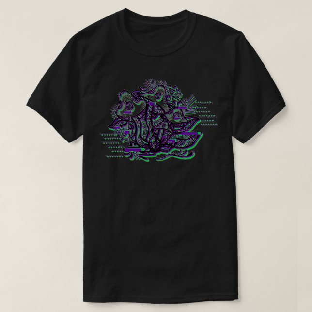 Camiseta Cogumelos com brilho (Frente do Design)