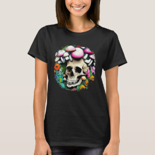 Camiseta Cogumelos Crânio Coletor Trabalho de arte Caveira 