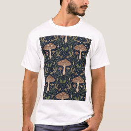 Camiseta Cogumelos da Floresta Caprichosa Padrão Botânico S
