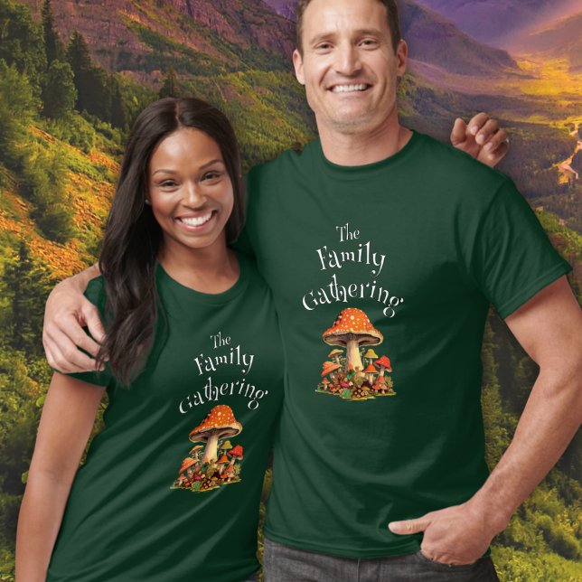 Camiseta Cogumelos de Diversão de Reunião Familiar Personal (Criador carregado)