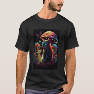 Camiseta Cogumelos de Gato Retro Vintage Psicodélico 70s 1