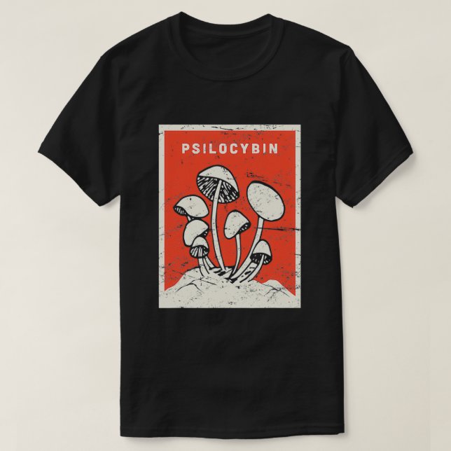 Camiseta Cogumelos de Mágica Psilocybin Retro Psicodélicos (Frente do Design)