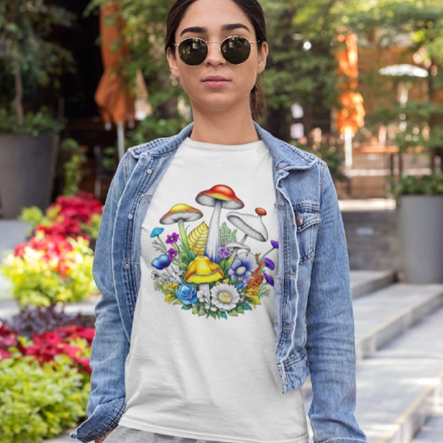 Camiseta Cogumelos e flores mágicas (Criador carregado)