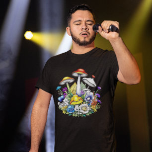 Camiseta Cogumelos e flores mágicas