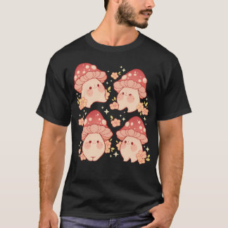 Camiseta Cogumelos E Flores Rosa