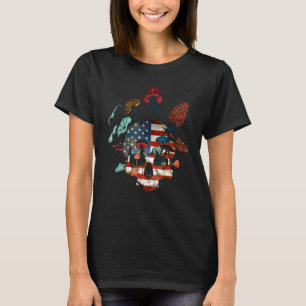 Camiseta Cogumelos Morels Caveira Retro Vintage Jardinagem