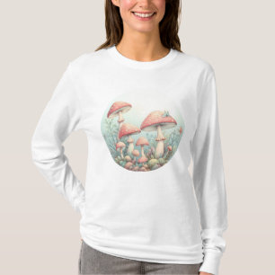 Camiseta Cogumelos pastel retrorreflectores design com core