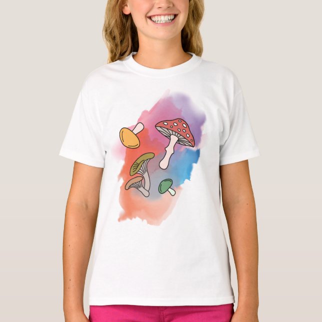 Camiseta Cogumelos: pintura aquosa (Frente)