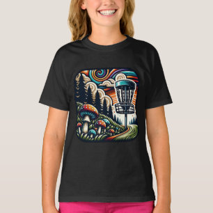 Camiseta Cogumelos Vintage e Arte de IA de Campo de Disc Go