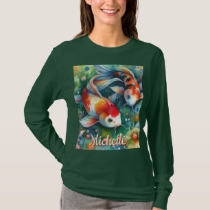 Camiseta Coi Fish Whimsical Watercolor Personalizado