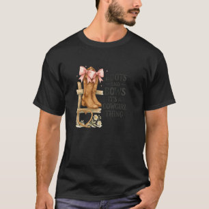 Camiseta Coisa de Cowgirl Botas e Arcos Rosa Ocidental Gráf