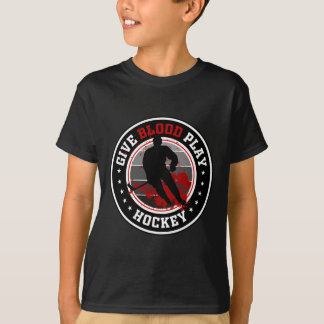 Camiseta Coisa de garoto de hóquei ou "Dê Sangue Branca"