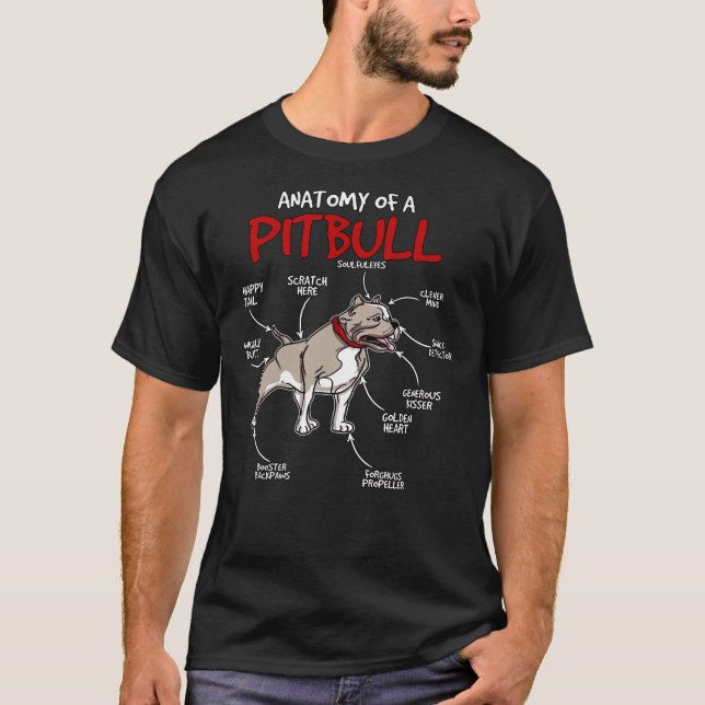 Camiseta Coisa Pitbull Anatomia De Cão De Um Pitbull (Frente)