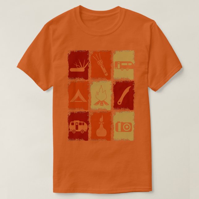 Camiseta Coisas de acampamento retrô 1 (Frente do Design)
