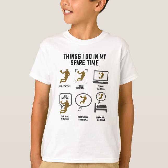 Camiseta Coisas de basquete que faço no meu tempo livre (Frente)