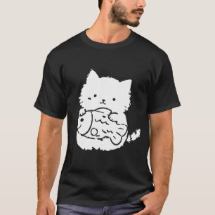Camiseta Coisas Favoritas Gato Peixe — Kawaii Japoneses