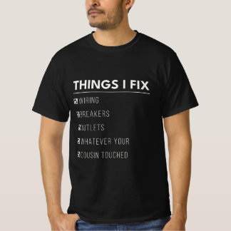 Camiseta Coisas que eu conserto Disjuntores Tomadas Qualque