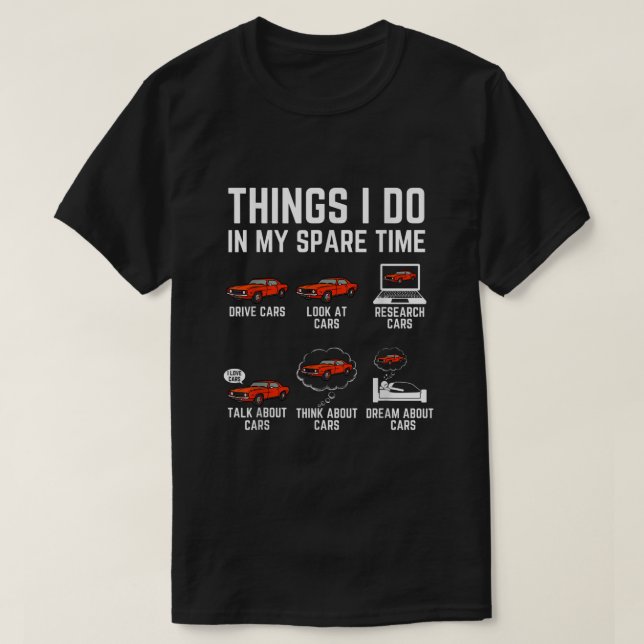 Camiseta Coisas Que Eu Faço No Meu Entusiasta De Carros Eng (Frente do Design)