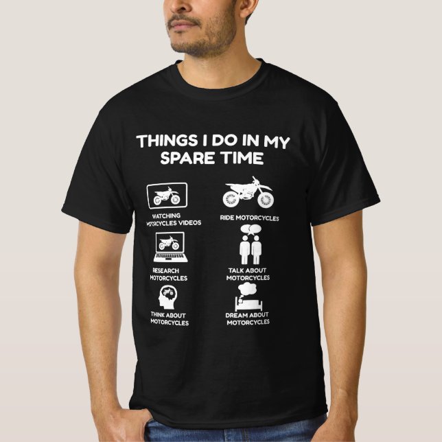 Camiseta coisas que faço na minha moto de tempo livre (Frente)