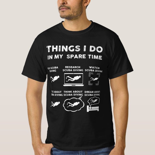 Camiseta coisas que faço no meu mergulho no tempo livre (Frente)