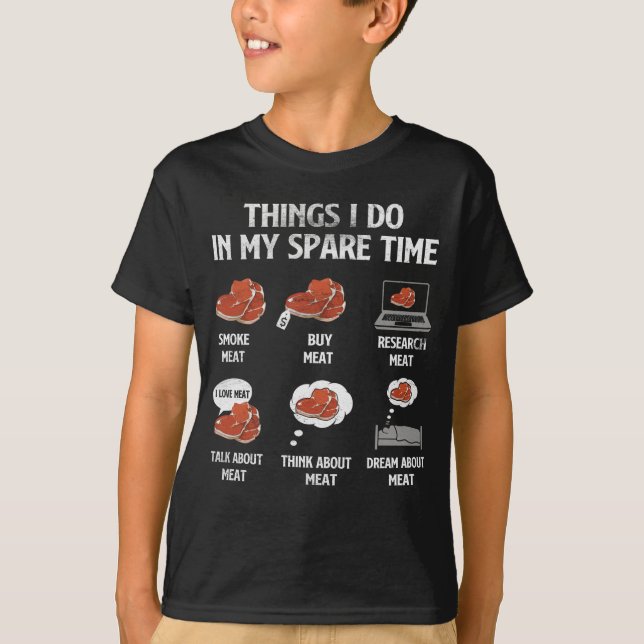 Camiseta Coisas Que Faço No Meu Tempo Livre Fumando Carne (Frente)