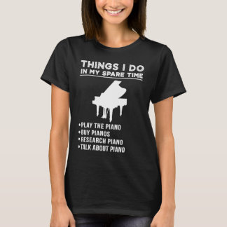 Camiseta Coisas que faço no piano de pesquisa de piano do m