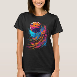Camiseta Col. de basquetebol de Trabalho de arte de Aquarel