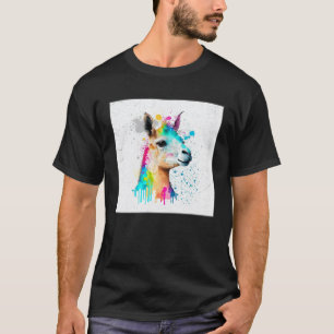 Camiseta Col ilustração de llama arco-íris fofa com resping