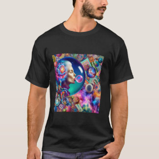 Camiseta Colagem Abstrata da Senhora de Fantasia