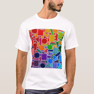 Camiseta Colagem Arco-Íris do Gráfico de Cores. Arte Abst