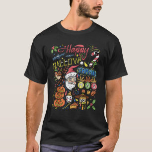 Camiseta Colagem Colorida Colorida D De Feriado Feliz