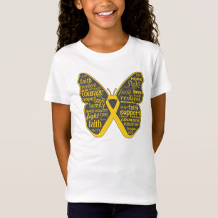 Camiseta Colagem da borboleta do cancer da infância das pa