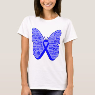 Camiseta Colagem da borboleta do cancro do cólon das