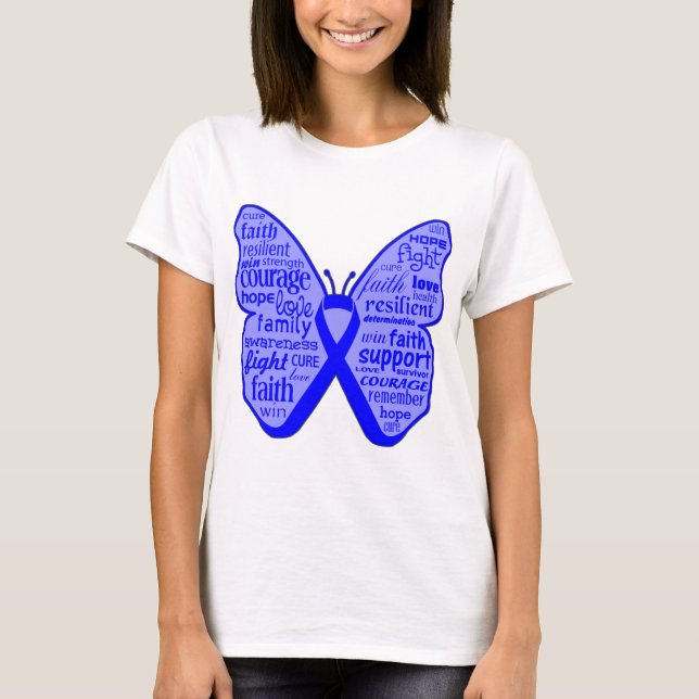 Camiseta Colagem da borboleta do cancro do cólon das (Frente)